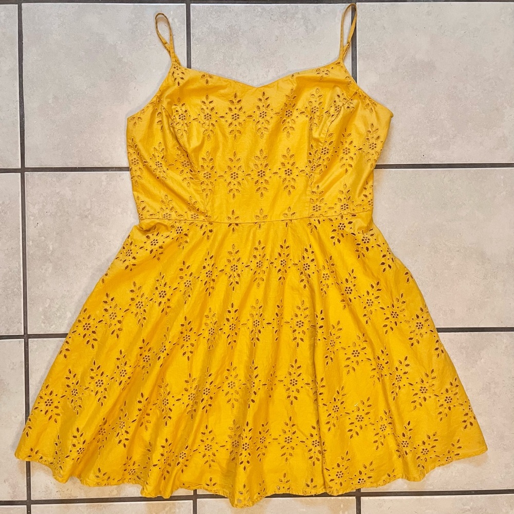 Old Navy XL Eyelet Cami Sundress Golden Mustard Yellow